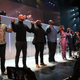 Joe Morton, Common, Black Thought, Greg Reid, Angela Bassett, Marc Bamuthi Joseph, Pauletta Washington and Michelle Wilson taking a bow after Between the World and Me on April 2, 2018, in Harlem